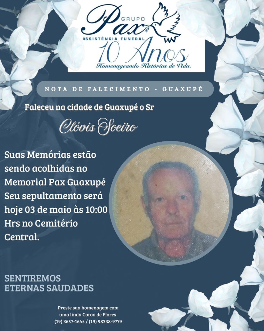 Nota de Falecimento: Clóvis Soeiro, aos 86 anos