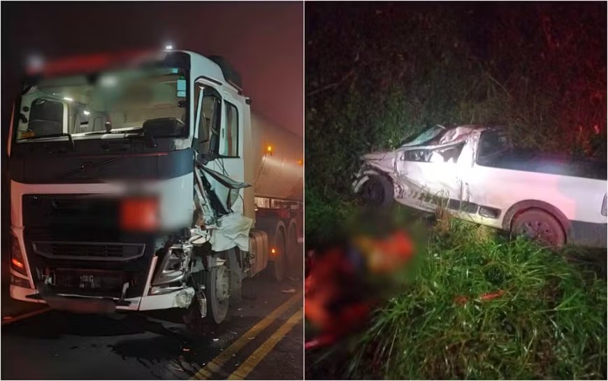 Colisão entre carreta e Picape na BR-491 leva homem de 33 anos a óbito