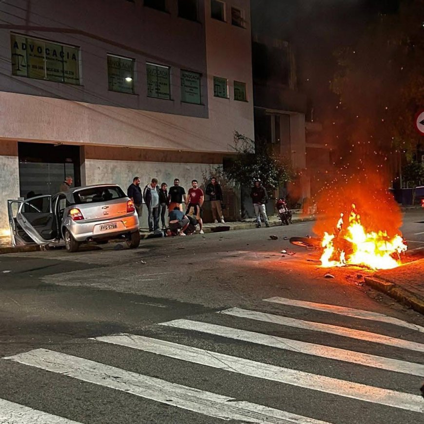 Tristeza: Motociclista morre carbonizado em explosão após colisão com carro em São João da Boa Vista