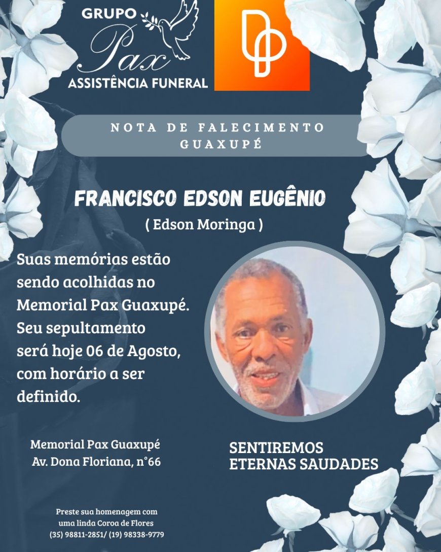 Nota de Falecimento: Francisco Edson Eugênio, aos 69 anos
