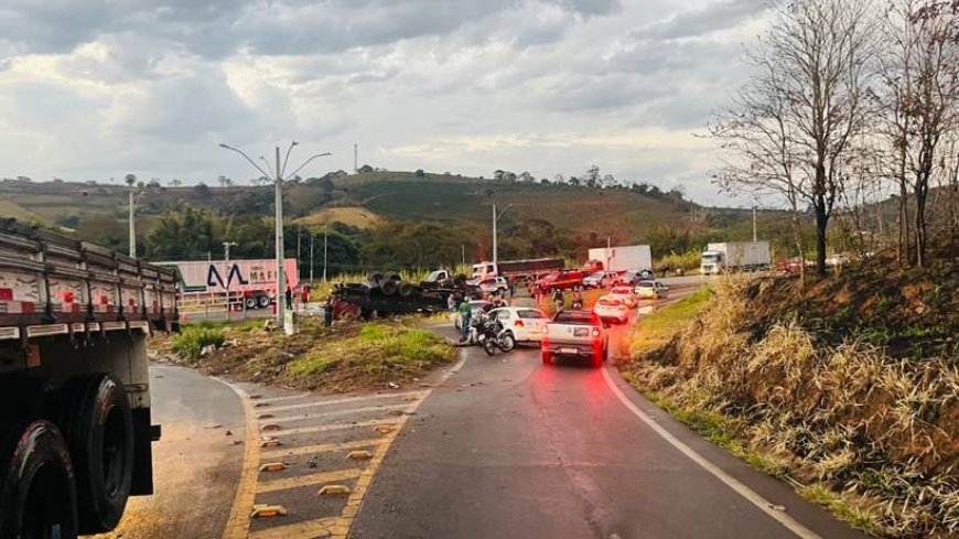 Acidente no Sul de Minas leva motorista de caminhão a óbito e deixa seis pessoas feridas