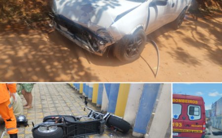 Acidente entre carro e moto elétrica deixa motociclista ferido