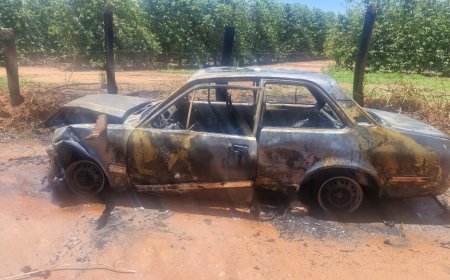 Chevette incendeia-se após colisão entre veículos na zona rural de Alfenas