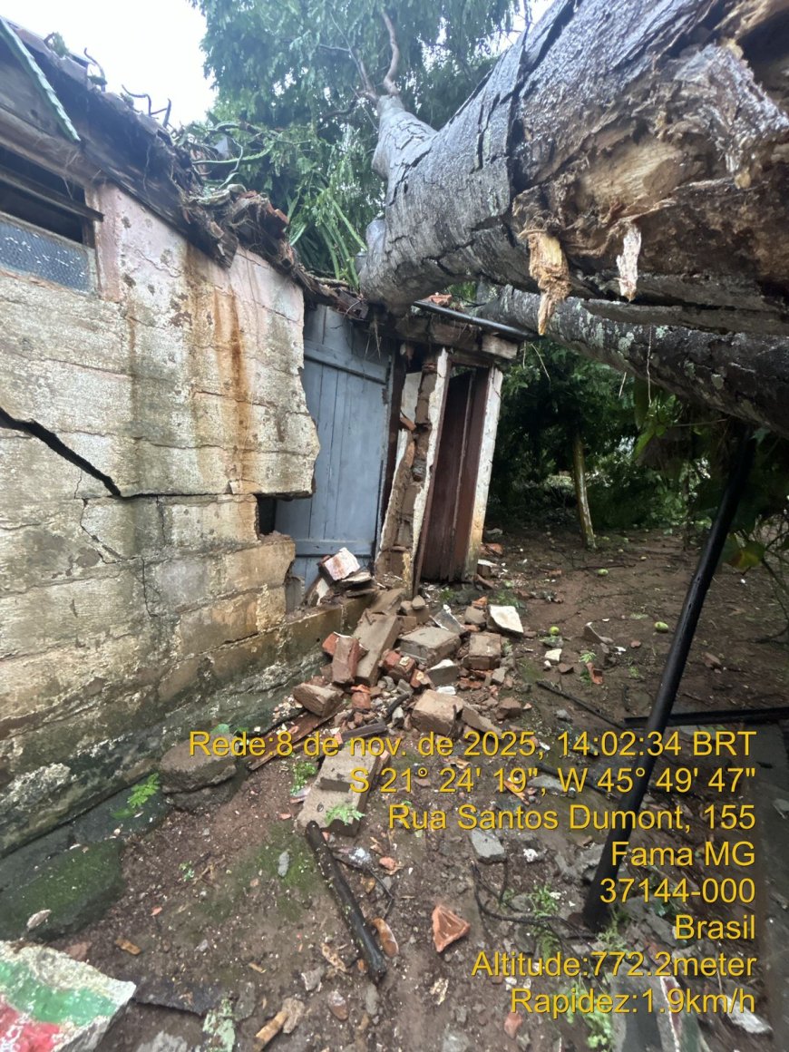 Forte tempestade em Fama provoca vários prejuízos no município