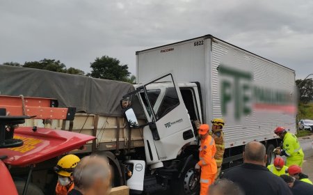 Condutor de caminhão fica preso às ferragens após colisão na rodovia MGC-491