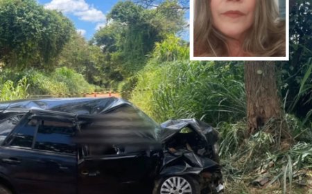 Mulher morre após carro bater em árvore em estrada rural na BR-265