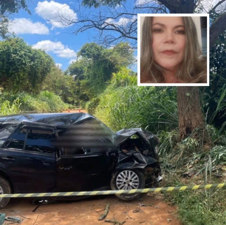 Mulher morre após carro bater em árvore em estrada rural na BR-265