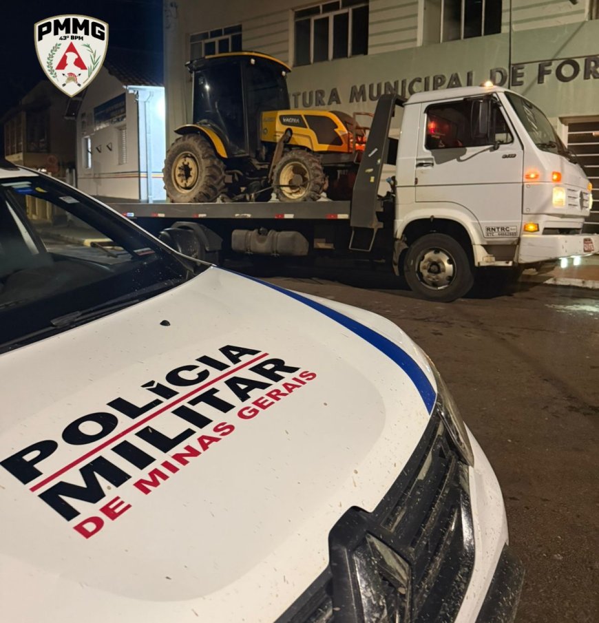 Polícia Militar recupera em Fortaleza de Minas segundo trator furtado na região