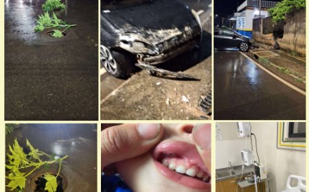Pai e filho ficam feridos após carro cair em bueiro em Guaxupé