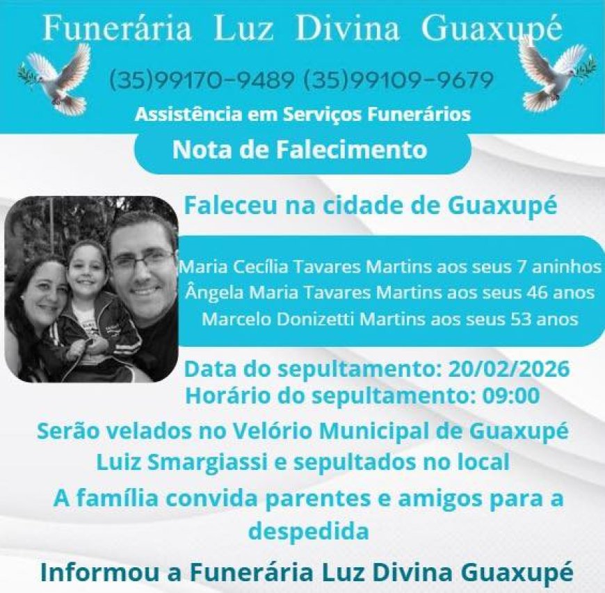 Notas de Falecimento: Marcelo, Ângela e Maria Cecília
