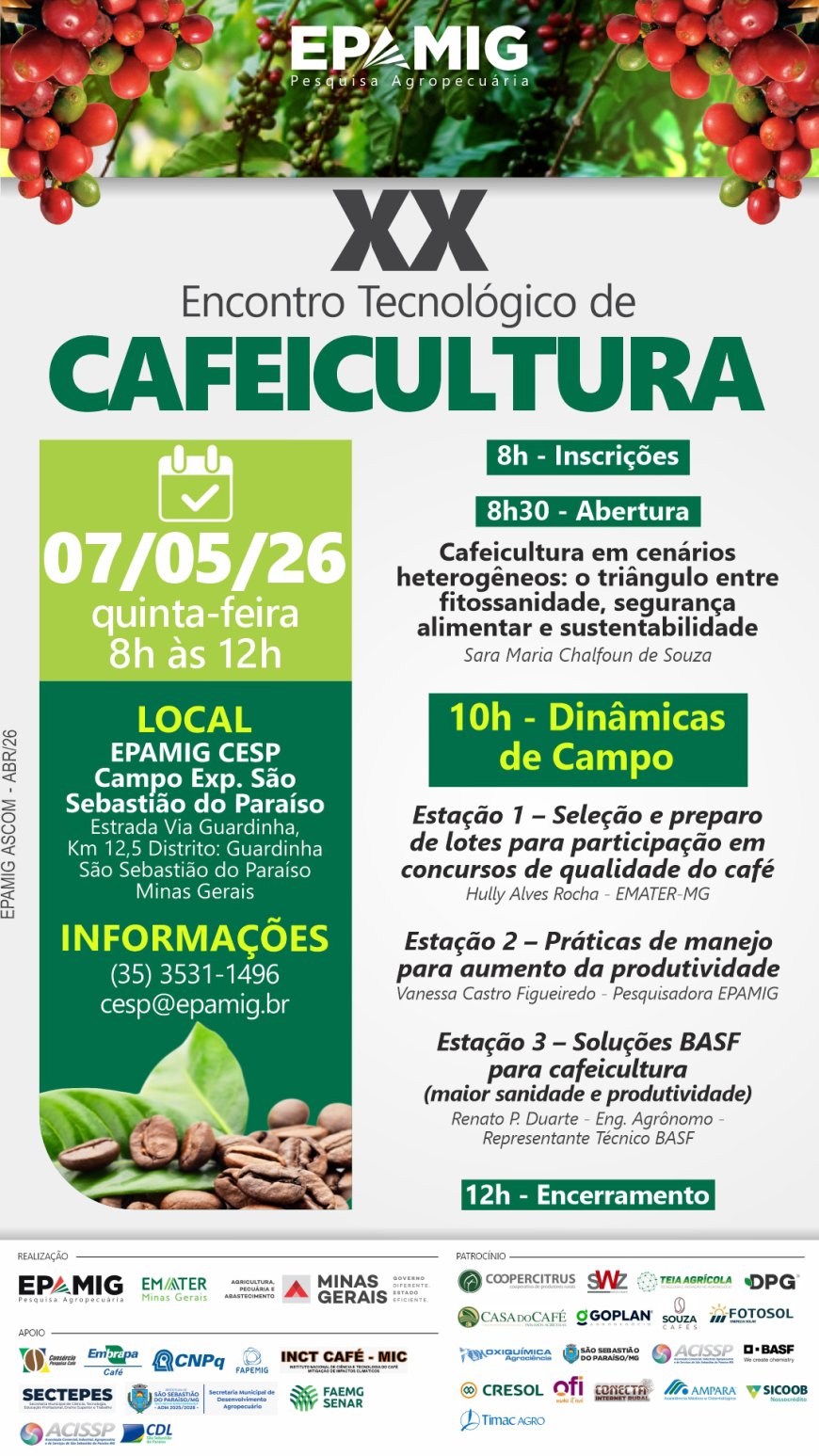 EPAMIG promove 20º Encontro Tecnológico de Cafeicultura em Paraíso