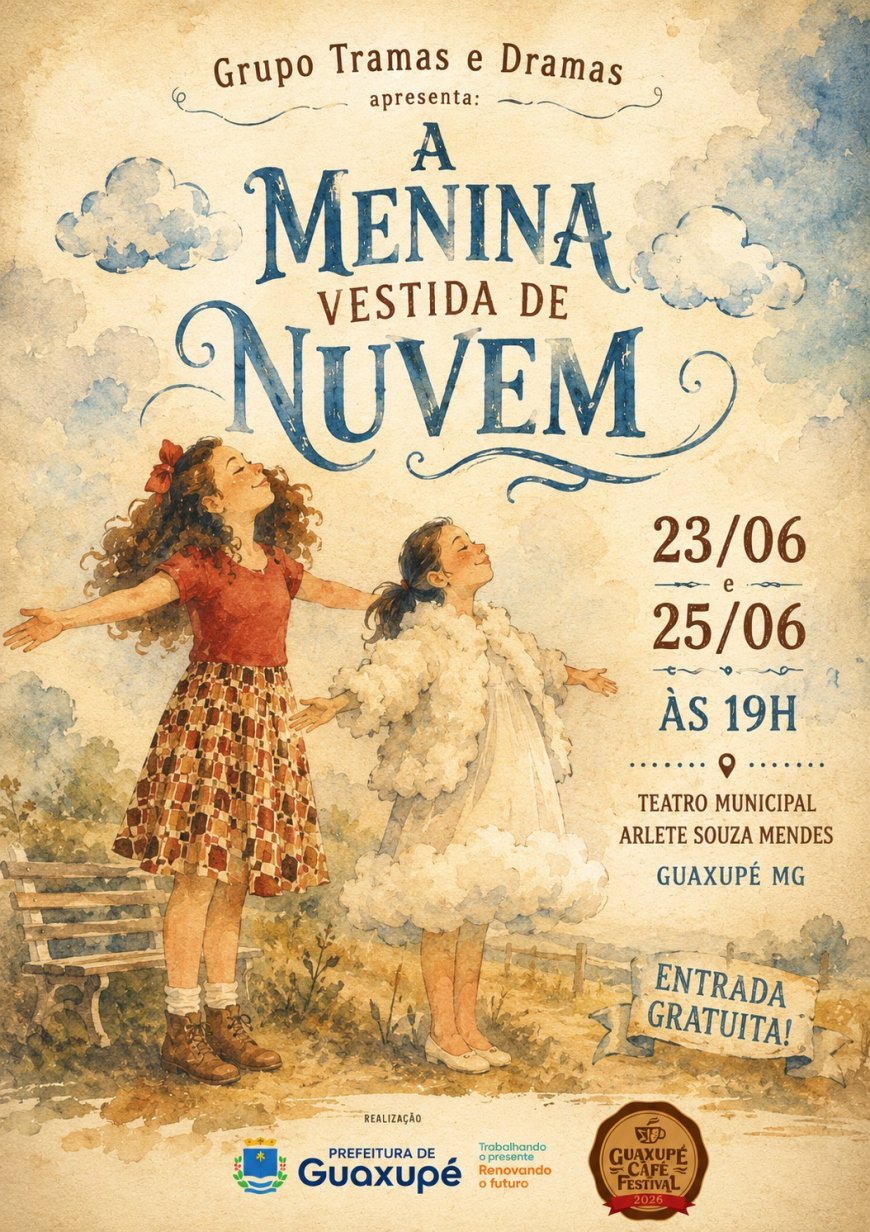 A Menina Vestida de Nuvem estreia em Guaxupé em comemoração aos 20 anos do Grupo Tramas e Dramas
