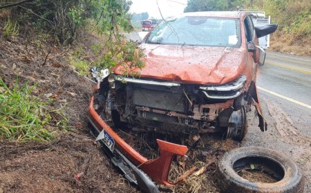 Jovem de 19 anos perde o controle da direção e tomba caminhonete na MGC-267