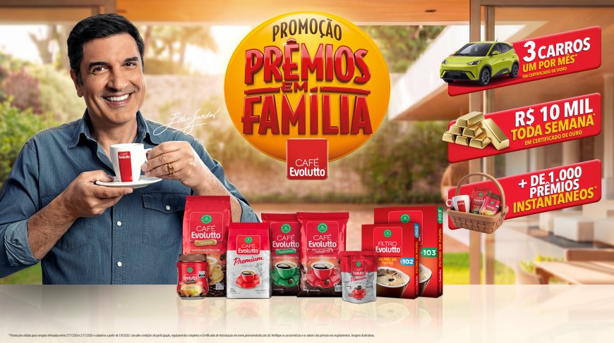 Café Evolutto lança nova edição de promoção com sorteio de carros elétricos, prêmios semanais de R$ 10 mil e mais de mil prêmios instantâneos