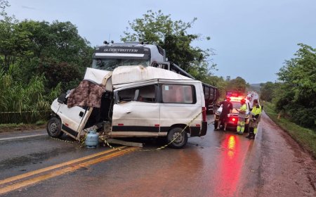 Grave acidente entre micro-ônibus e rodotrem mata duas pessoas na MG-050